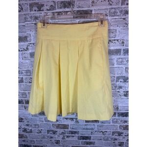 Lauren James Seersucker Skirt Womens S Yellow Pleated A-Line Mini